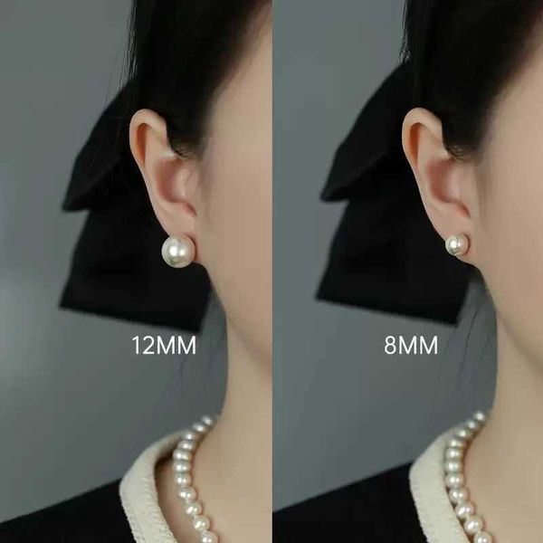 Ohrringe 6/8/10/12/14 mm einfache weiße künstliche Perlenohrringe für Frauen Schmuck am Ohr Kugelohrstecker Bijoux 230831