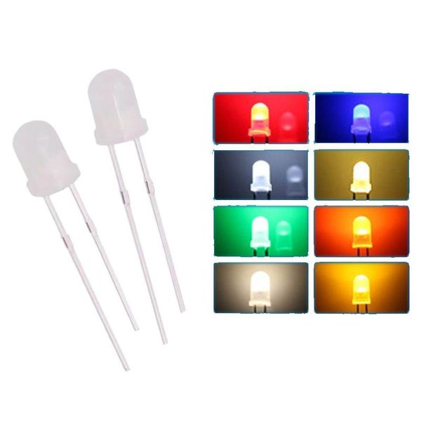 Diode Großhandel 1000 teile/los 5mm Atomisierung St Hut Weiß Rot Blau Grün Gelb Tra Helle LEDs Kit LED Licht Drop Lieferung Büro Sc Dhtqk