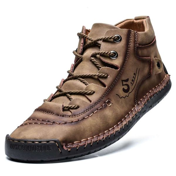 Повторная кожаная лодыжка Alcubieree Men's Casual Boots, легкие лоферы с одной ногой, в середине ходьбы и вождения обуви 890 93335