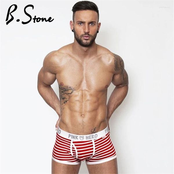 Cuecas vendem Mr Fashion Marca Masculino Sexy Algodão Boxer Shorts Listrado Cueca Homem 1203