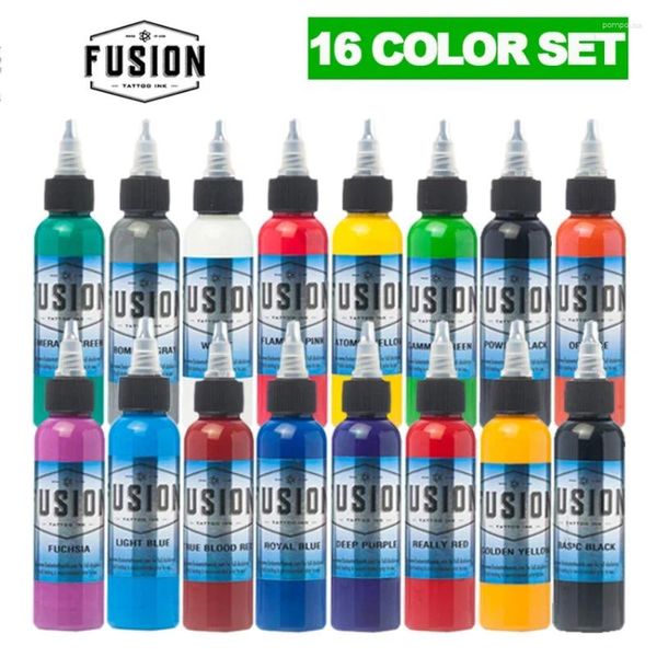 Inchiostri da tatuaggio 16 pezzi/batch - set di inchiostro fusion set permanente kit di pigmento per permanente vernice per corpo cosmetico