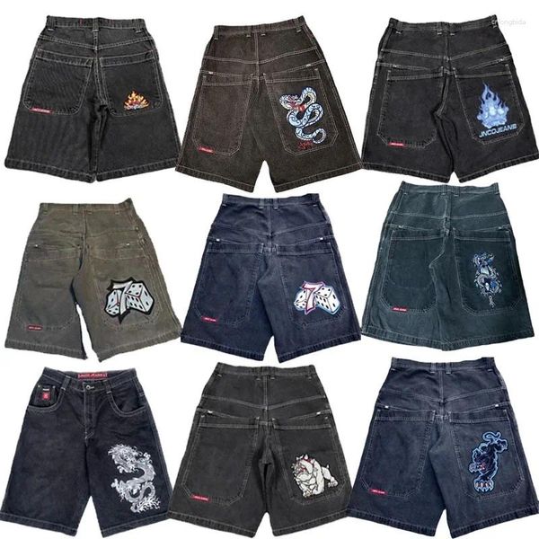 Calças masculinas JNCO shorts y2k Hip Hop Pocket Baggy Denim Gym Homens Mulheres 2024 Verão Harajuku Gothic Basketball Streetwear 88