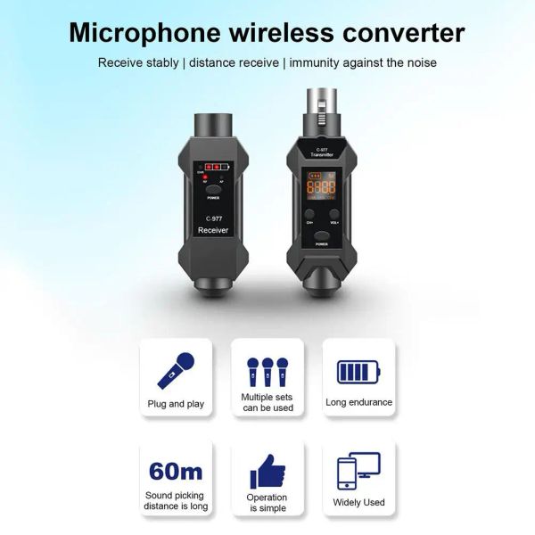 Radio Dynamischer Mikrofonkonverter Drahtloses System XLR-Sender Empfänger 6,5-Adapter für professionelle Mikrofone mit dynamischem Mikrofon