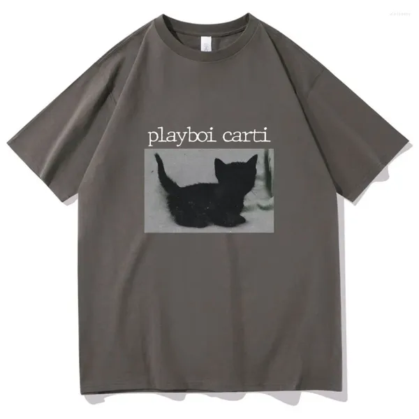 Мужские футболки Playboi Carti Oversized в стиле хип-хоп, футболка с милым котом, футболка Harajuku, обычные топы, качественные мужские футболки с рэпом 2pac