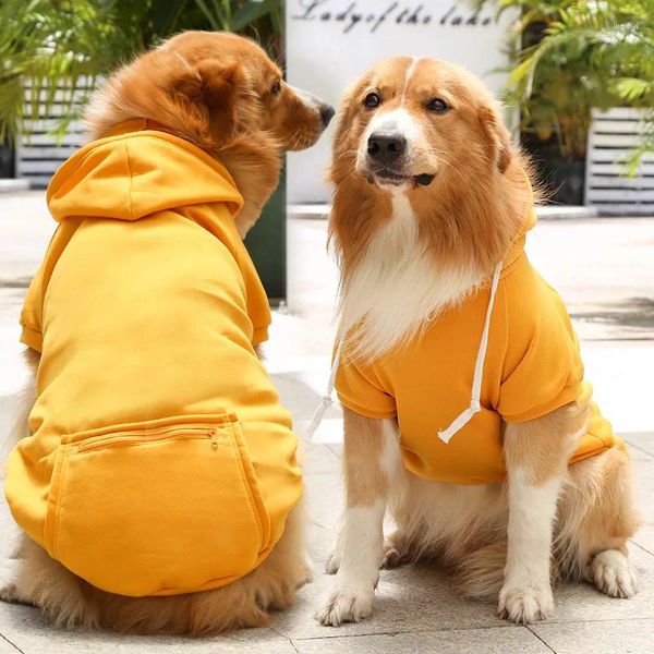 Vestuário para cães Outono e inverno Fleece Golden Retriever Zipper Pocket Moletons para grandes cães médios pequenos gatos