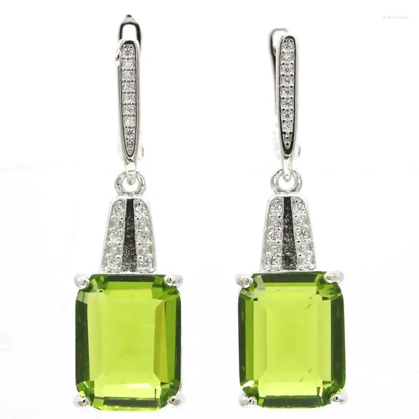 Orecchini pendenti Acquista 2 ricevi 1 gratis 40x11 mm Stupendo topazio fumé verde peridoto CZ Argento da donna