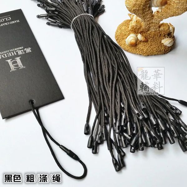 Halsketten in Stock hochqualität schwarz weiß dickem Hang -Tag -Strings Kabel für Bekleidungskleidungsstücke, Stringpreis -Hangtags -Siegelkugel Kopf