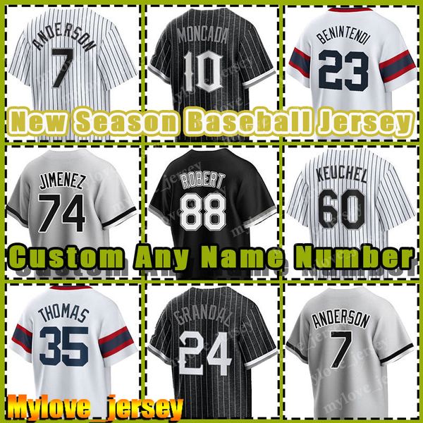 7 Tim Anderson 88 Luis Robert Jersey Baseball White Sox Eloy Jimenez Bo Jackson Andrew Benintendi Andrew Vaughn Dylan Case Chicago Gavin Sheets Gregory Santos