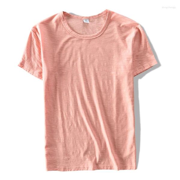 Homens Camisetas Itália Marca Camisa Homens Algodão Manga Curta Casual T-shirt Verão Rosa Moda Pura Roupas Camiseta Mens Camisa