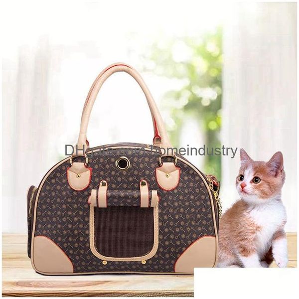 Scelta Lusso Moda Trasportino per cani Pu Pelle Cucciolo Borsa Borsa Borsa per gatti Borsa per animali Valise Viaggio Escursionismo Negozio Barboncino Pomerania Marrone Dr Dhwyh