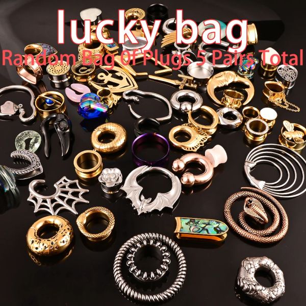 Gioielli Vanku Body Piercing Lucky Lotto Caschi auricolari a portata casuale 5 coppie in totale (includono 1 paio di orecchie, 4 coppie auricolari/tappi/pietra