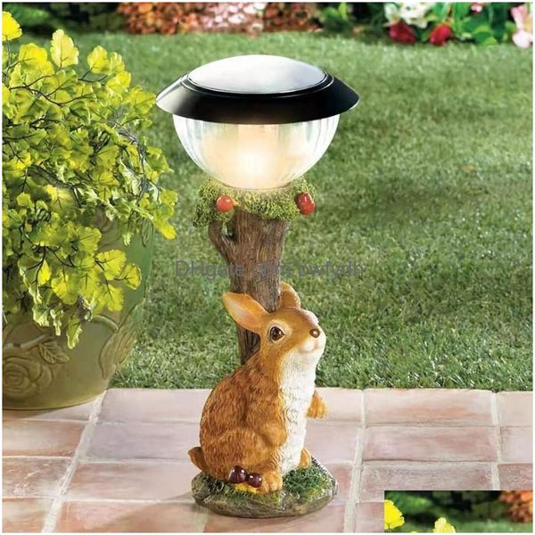 Oggetti decorativi Figurine Gatto Cane Coniglio Creatività Lampada solare Statua Finestra Animale Luce Decorazione Arrampicata Arredamento Giardino Casa Dhgda