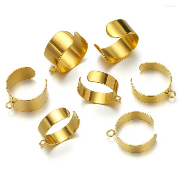Anéis de cluster 10 pcs aço inoxidável banhado a ouro split dedo círculo jóias configurações com ganchos para diy fazendo descobertas