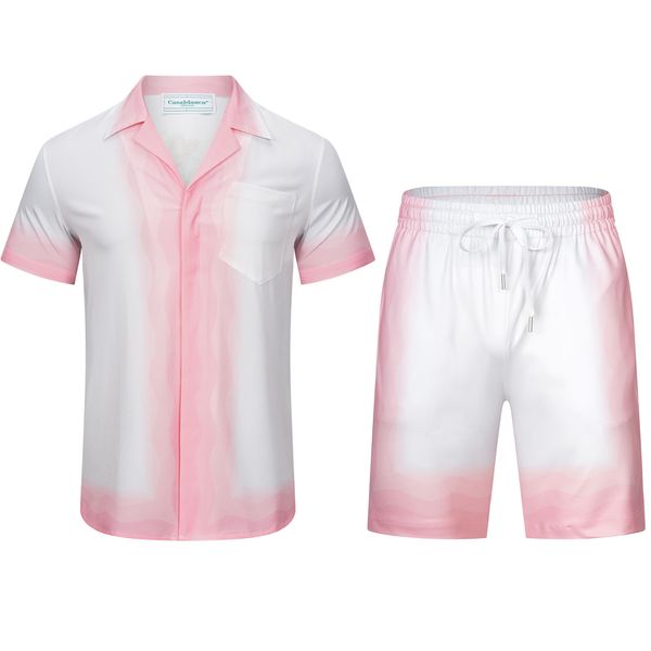 Hemden für Damen, Designer-Asablanca-Herren-Shorts, Freizeithemd-Shorts-Set, Sasao San-Anzüge, Designer-Schnelltrocknungsstoff, Paar, schmale Passform, Designer-Hemd mit Knopfleiste, cremefarbenes Hemd