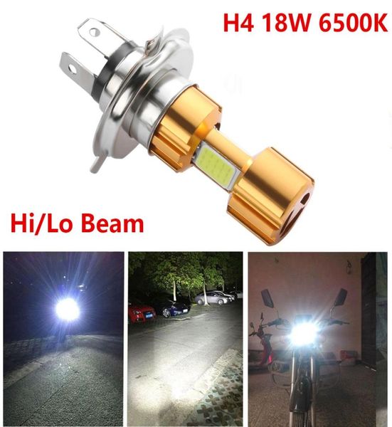 H4 18W LED 3 COB DC 12V Белая лампа для фар мотоцикла 2000LM 6500K HiLo Beam High Power Super Bright Light lamp6213117