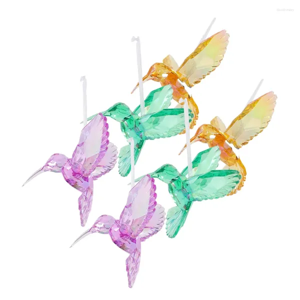 Decorações de jardim 6 pcs cristal colibri pingente acrílico ornamento pendurado decorar pássaros modelagem teto