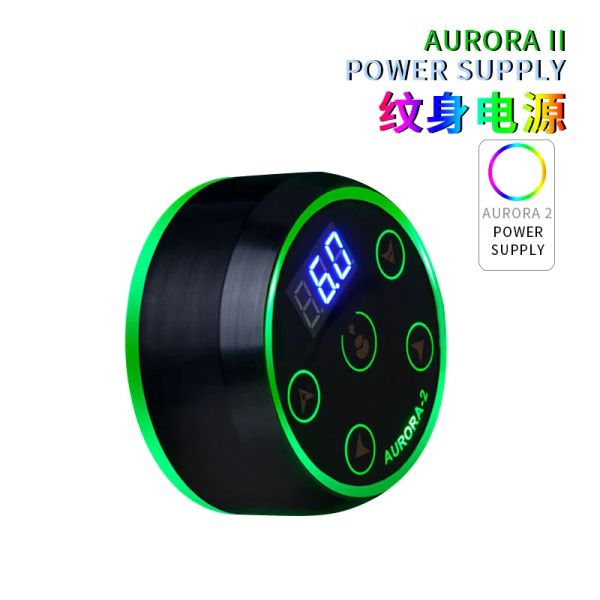 Supply Aurora 2 und Aurora 1 Tattoo-Netzteil, schwarz-silberner digitaler LED-Touch-Display-Adapter für Spule und rotierenden Tattoo-Maschinenstift