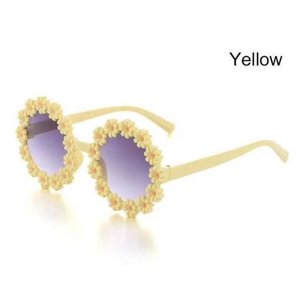 Güneş gözlükleri yuvarlak çiçek güneş gözlükleri çocuklar için sevimli papatya güneş gözlüğü çocuklar açık güneş koruma gölgeleri moda komik parti gözlük2402