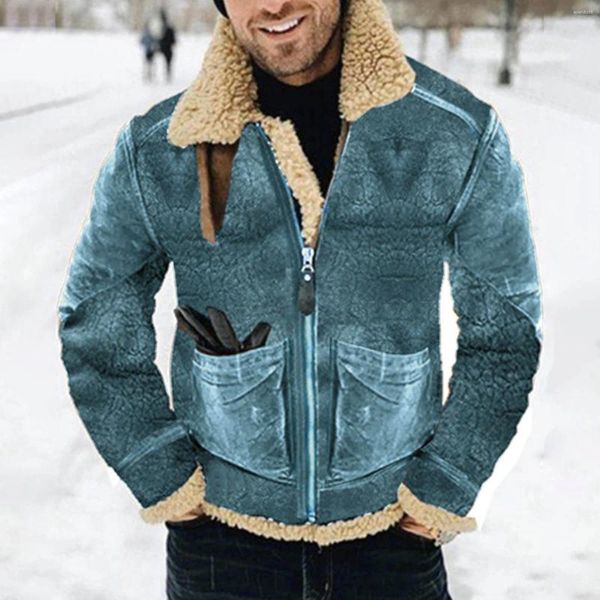 Jaquetas de jaquetas masculinas e jaqueta de cordeiro integrada com camurça de camurça espessada Men leve moda leve