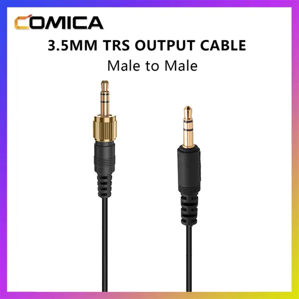 Acessórios Comica CVMDLCPX 3,5 mm TRS Cabo de entrada de áudio 3,5 mm TRS para TRS Cabo masculino dual para Comica WM200/WM300/WM100 Microfone sem fio