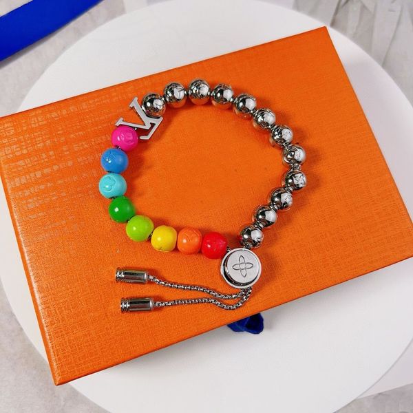 Designer-Ins-Armband-Schmuck, buntes Regenbogen-Perlen-Smiley-Gesicht-Design, Dopamin-Armband, Nischen-Instagram-Paar-Hipster-Spieler-Zubehör, Armband-Kette