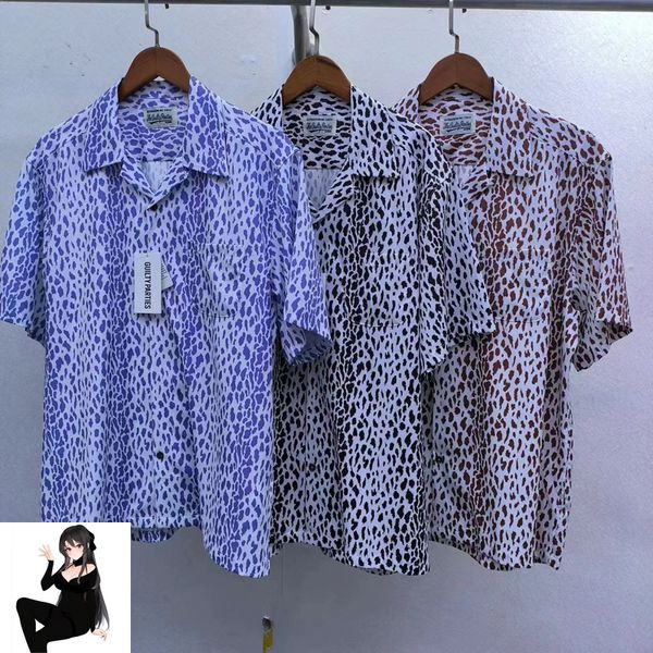 Camicia con stampa leopardata Camicie casual streetwear da uomo e donna di alta qualità