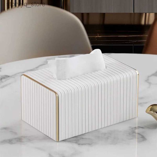 Tissue Boxes Servietten Luxus Goldene Lagerung Serviettenhalter Küche Box Quadratische Behälter Kunststoff Handwerk Desktop Papier Fall Q240226