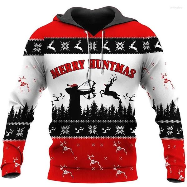 Herren Hoodies Lustige Weihnachten Elch Drucken Sweatshirts Für Männer Mode Trend Herbst Übergroßen Hoodie Jahr Harajuku X'mas Kleidung Casual Tops