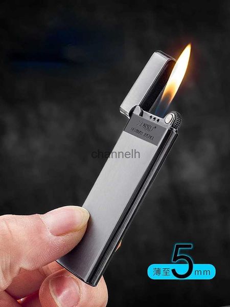 Feuerzeuge ultradünne aufblasbare Feuerzeug kreative Schleifscheibe Typ leichte tragbare Persönlichkeit Flut Männer Rauchen Zubehör YQ240222