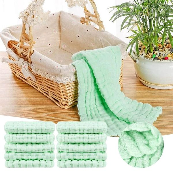 10 Stück Baby-Musselin-Spucktücher Baumwolle Handwaschlappen 6 extra saugfähige weiche Kindergarten-Waschlappen Grün Handtuch