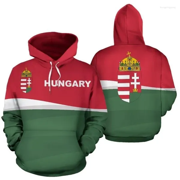 Hoodies masculinos hungria emblema nacional 3d impresso hoodie casual outono manga longa moletom para homem oversized primavera esportes rua