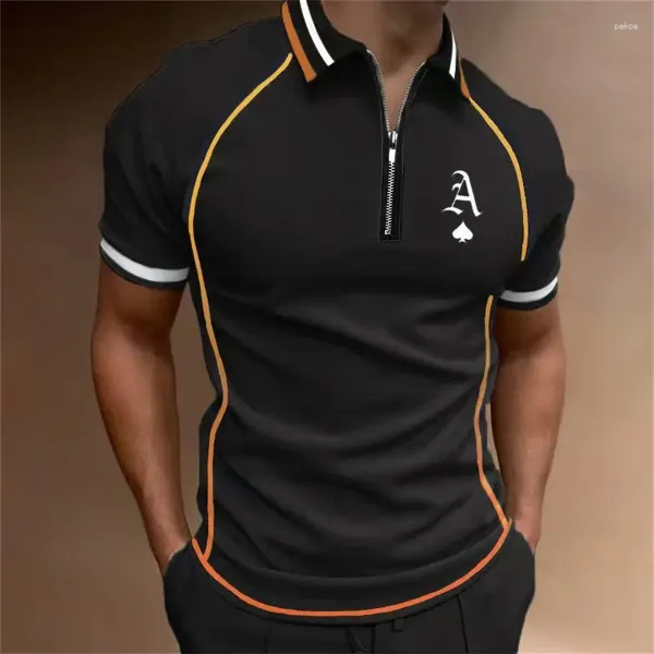 Magliette da uomo Moda Uomo Top Lettera Stampa Estate Slim Fit Manica corta Polo a contrasto T-shirt casual Abbigliamento