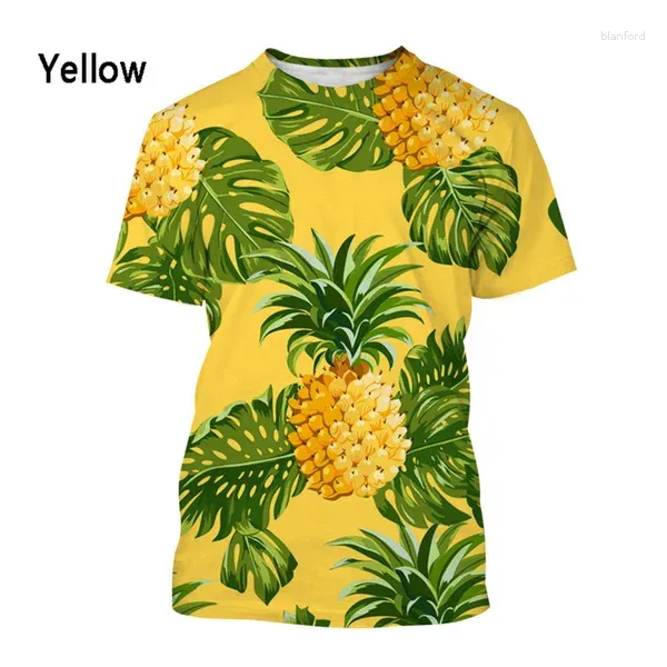 Erkek Tişörtleri 2024 Moda Ananas Deseni 3D Baskı T-Shirt Erkekler Bayanlar Yaz Günlük Kısa Kollu Yuvarlak Boyun Üstleri