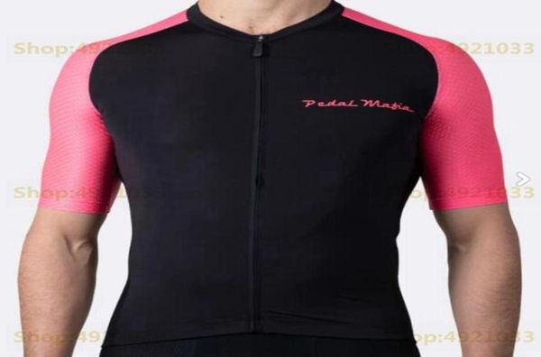 Giacche da corsa Pedal Mafia Contrast Serie manica corta Maglia da ciclismo nera con 3 tasche Abbigliamento da bicicletta super leggero Ropa Cicli9591818