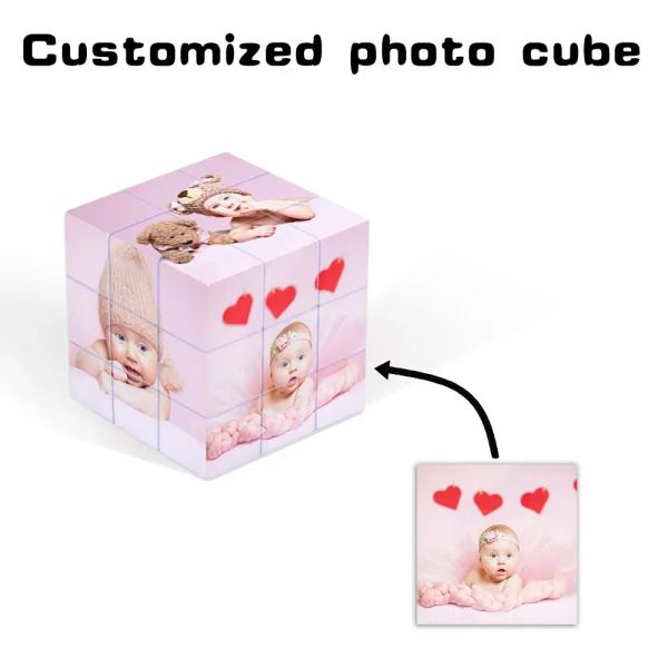 Cubo con foto personalizzato per gioielli con immagine per neonato Cubo con più immagini personalizzato Divertente gioco di puzzle Regali Decorazione per ufficio a casa