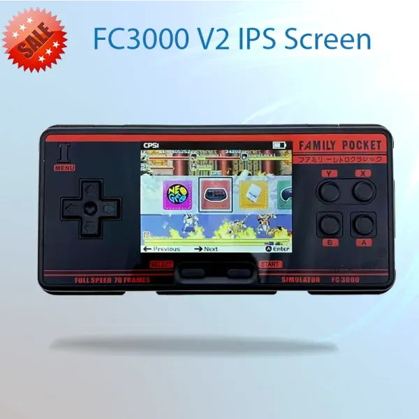 Players FC3000 V2 IPS 3,0-Zoll-HD-Bildschirm Retro-Videospielkonsole AV Connect TV-Unterstützung Controller Tragbare Retro-Handspielkonsole