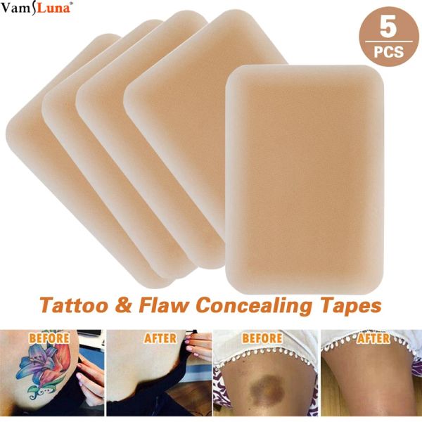 Medicina 5 pacotes de fita respirável para ocultar falhas de tatuagem, adesivos de fita para cobrir falhas de cicatrizes, capas de tatuagem e escudos de pele para cobrir fita