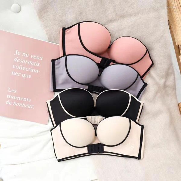 Bras kadınlar seksi bralette push up görünmez askısız ön toka asansör dikişsiz sütyen iç çamaşırı brassiere iç çamaşırı