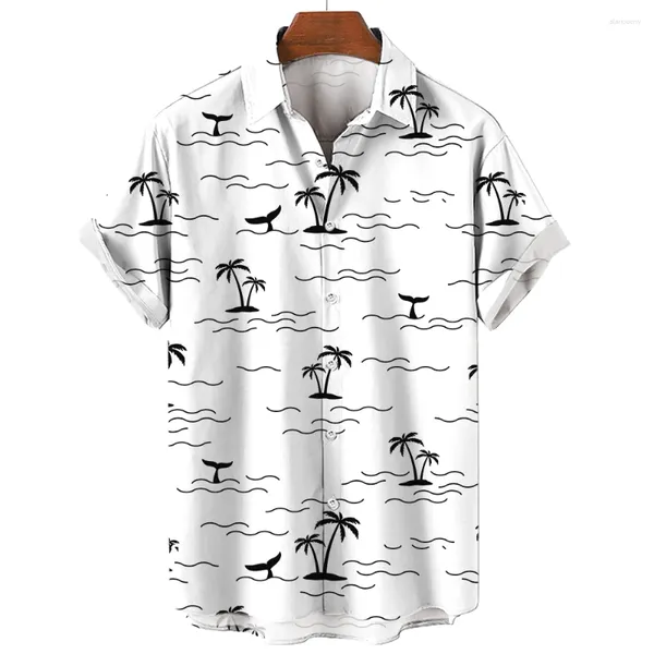 Мужские повседневные рубашки, модная мужская гавайская рубашка, мужские пляжные футболки с 3D принтом Aloha, футболки с короткими рукавами большого размера 5XL Camisa Hawaiana Hombre