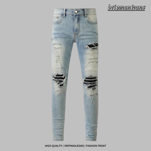 Amrir Designer-Herrenjeans Lila Jeans Ksubi Jeans High Street Ripped Patch Herren Damen Ami Street Hip Hop Jeans Stretch Slim Hose Echte Jeans