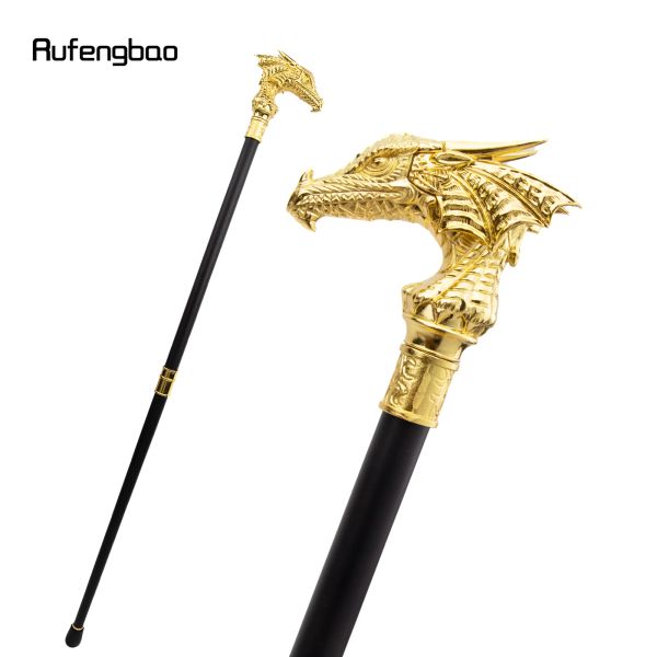 Golden Luxury Dragon Head Walking Fashion Fashion Decorative Walk Bengleman Cavalheiro elegante Cosplay Crosier 93cm