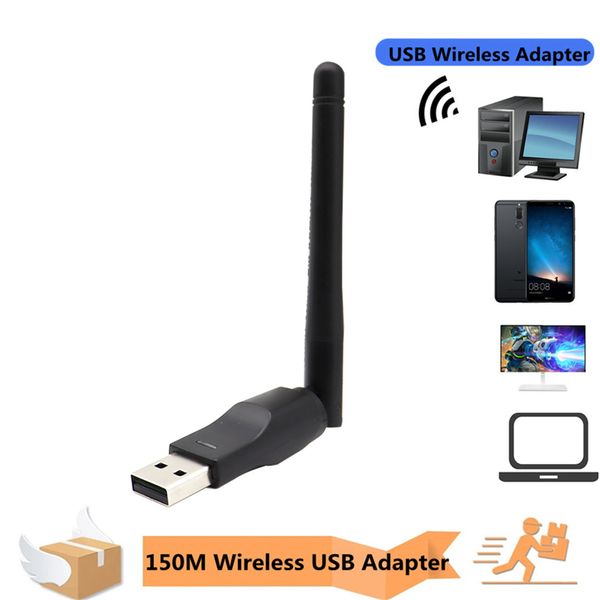 150Mbps MT7601 Kablosuz Ağ Kartı Mini USB WiFi Adaptörü LAN Wi-Fi Alıcı Dongle Anten 802.11 PC Windows için B/G/N RTL8188