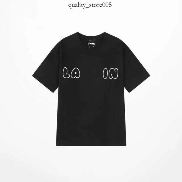 Lanvin Erkek Tişörtleri Tasarımcı Lüks Lanvins Klasik T Shirt Göğüs Mektup Baskılı Lavin Gömlek Yüksek Sokak Lavina Ayakkabı Pamuk Gevşek 370