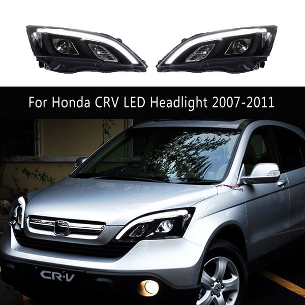 Передняя лампа дальнего света для Honda CRV, светодиодная фара 07-11, дневные ходовые огни, стример, индикатор указателя поворота, фары