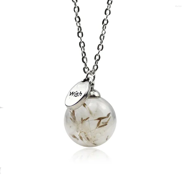 Ожерелья с подвесками, 2 шт., ожерелье ручной работы из настоящего одуванчика с желанием, сушеное семя, для женщин