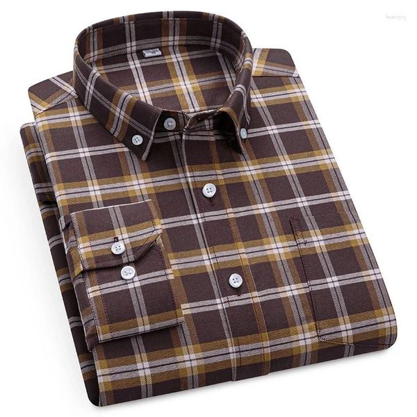 Camisas de vestido masculinas xadrez de manga comprida camisa coreana estilo casual confortável de alta qualidade tamanho grande 3xl-4xl5xl primavera 2024