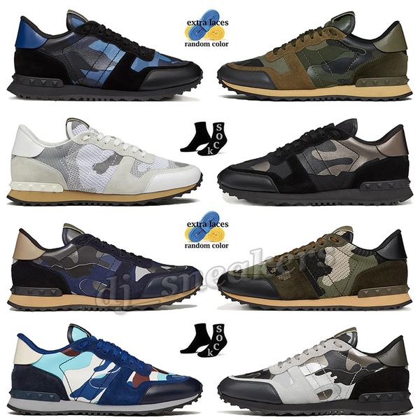 Rockrunner Camo Designer-Freizeitschuhe, Plateau-Turnschuhe, Luxus-Mode für Herren, Top, Leder, Tarnung, Gummisohle, Militärgrün, dreifach schwarz, weiß, grau, Herren-Trainer