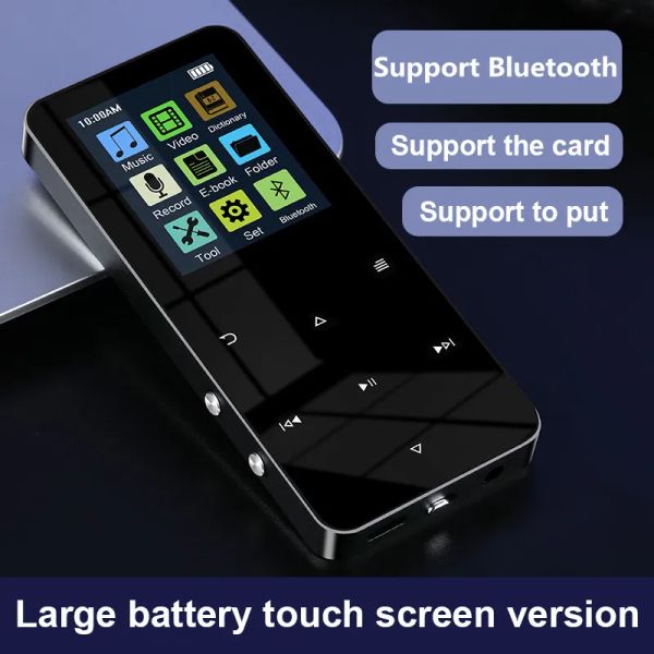 Leitor de música mp3 mp4 metal toque walkman player alta fidelidade bluetooth 5.0 cartão suporte alto-falante embutido ebook player com despertador