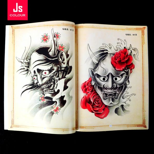 Guns Book Tattoo Manuscript Vollständige Abdeckung der Muster von Skull Dragon God Innovation Design Character Fit für die Versorgung mit Tattoo-Zubehör