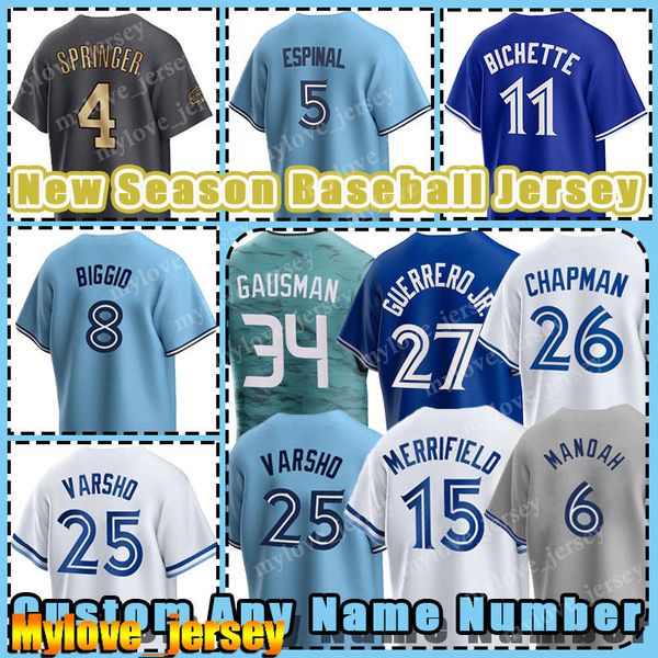 27 Vladimir Guerrero Jr 4 George Springer Jersey Baseball Blueball Jays 11 Bo Bichette 12 Roberto Aloma 25 Daulton Varsho Toronto Davis Schneider Alek Manoah Joe Carter Carter